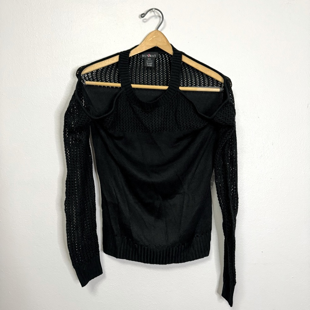 Runway 7 Cold Shoulder Long Sleeve Sweater Black
